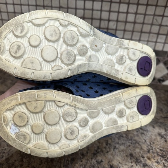 BIONICA Ambridge Slip-On Leather Wedge Sandals Women 6 Blue Open Toe Comfort - Picture 5 of 7